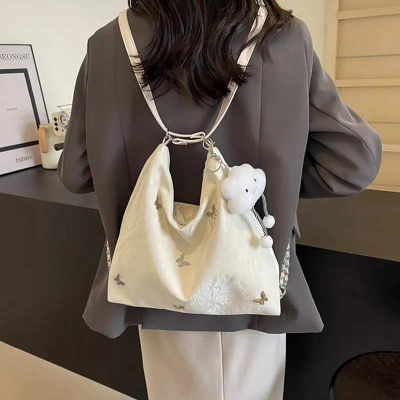 COMELY Synthetic Leather Multifunction Shoulder Bag, Crossbody Bag Regular Women's Ecru-2