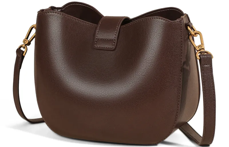 COMELY Cow Leather Shoulder Bag Crossbody Bag Women's Coffee-4