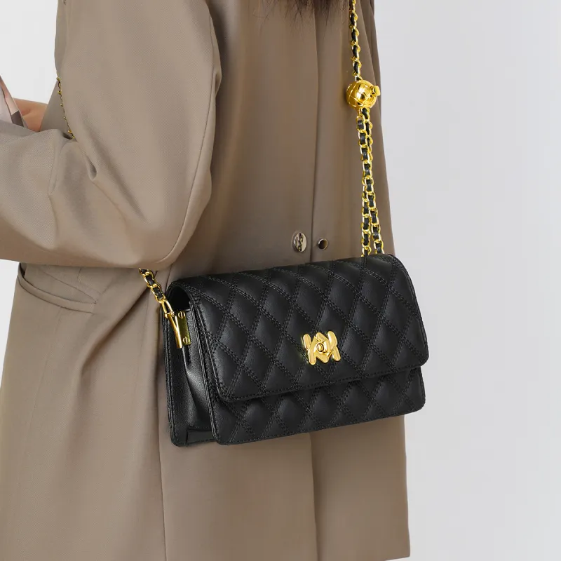 COMELY Cow Leather Patchwork Synthetic Leather Small Square Bag Shoulder Bag Regular Women's Black-1