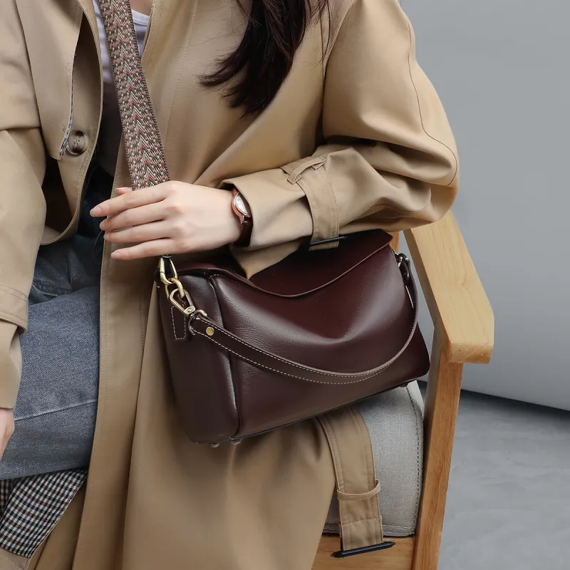 COMELY Cow Leather Patchwork Synthetic Leather Pillow Bag Shoulder Bag Crossbody Bag Regular Women's Multicolor-3