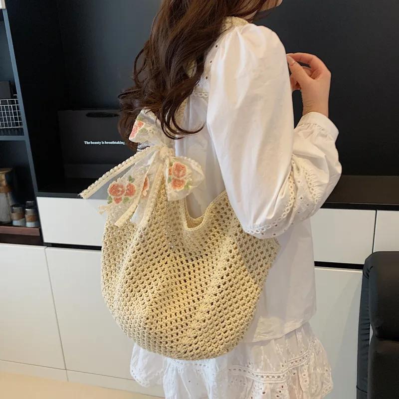 COMELY Fabric Shoulder Bag, Handbag Regular Women's Ecru-2