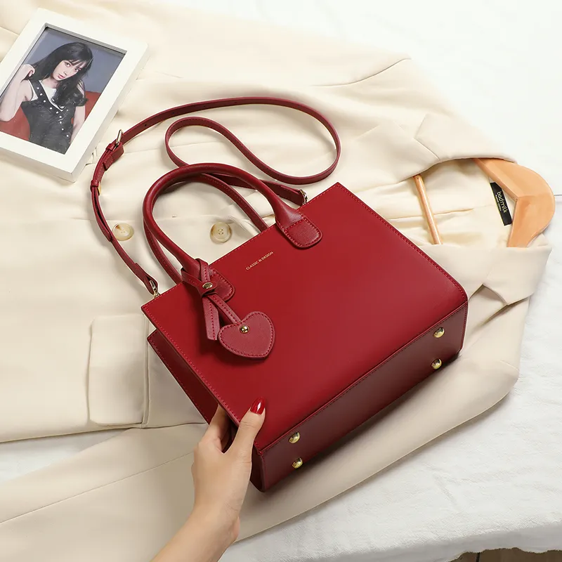 COMELY Cow Leather With Synthetic Leather Mom Bag, Crossbody Bag, One Shoulder Handbag Regular Women's Red-4