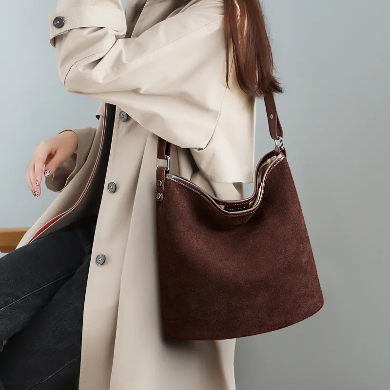 COMELY Cow Leather Patchwork Synthetic Leather Shoulder Bag Regular Women's Khaki/Chocolate-9