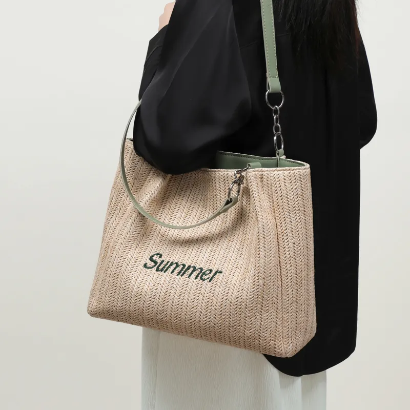 COMELY Polyester Tote Bag Shopping Bag Shoulder Bags Women's Green-3