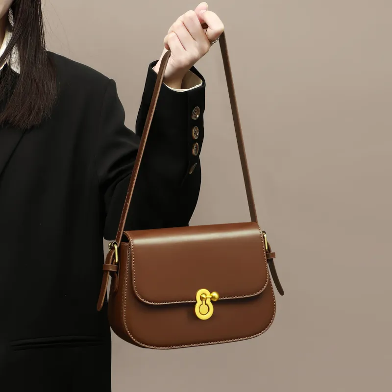 COMELY Cow Leather Bonded Synthetic Leather Small Square Bag Shoulder Bag Crossbody Bag Small Size Women's Coffee-4