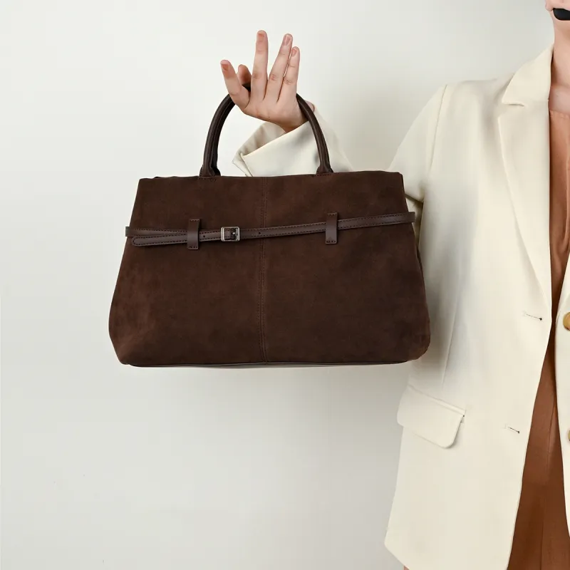 COMELY Cow Leather Briefcase Handbag Shoulder Bag Crossbody Bag Regular Women's Coffee/Black-2