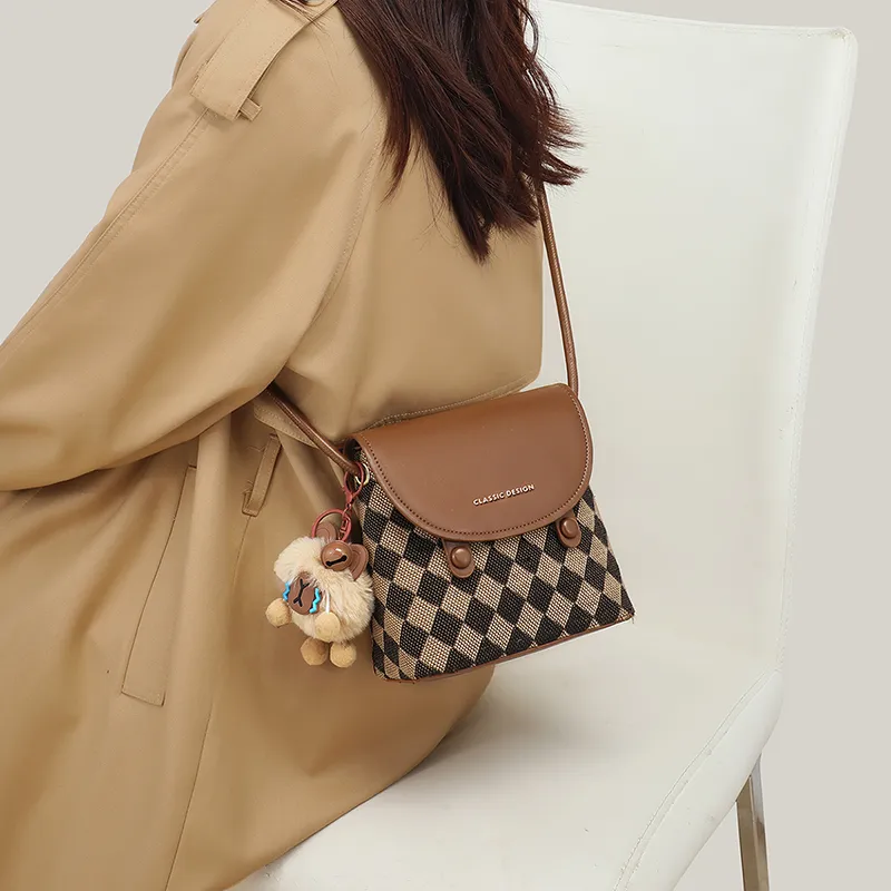 COMELY Synthetic Leather Small Bucket Shoulder Bag, Crossbody Bag Regular Women's Coffee-2
