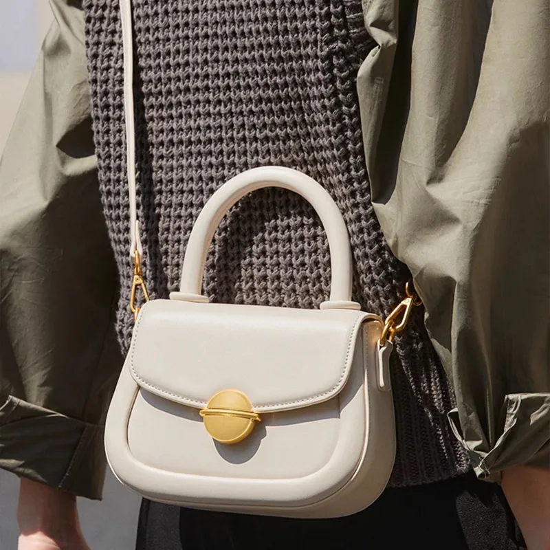 COMELY PU One Shoulder Handbags Small Size Women's Crescent White-4