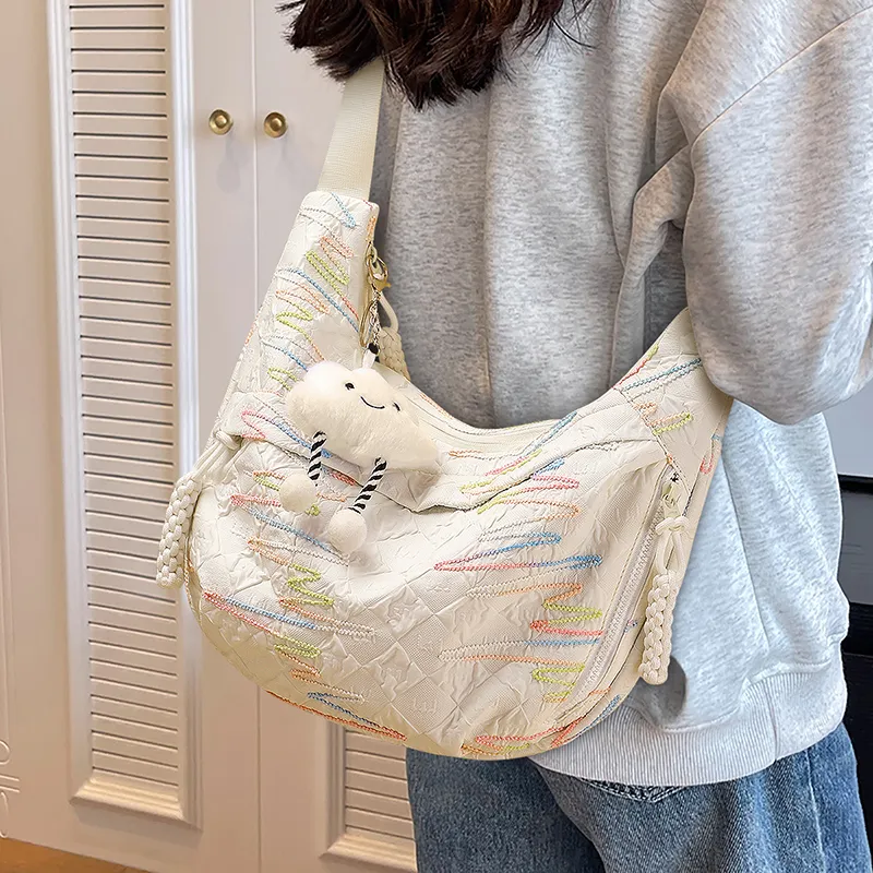 COMELY Fabric Shoulder Bag Regular Women's Ecru-2
