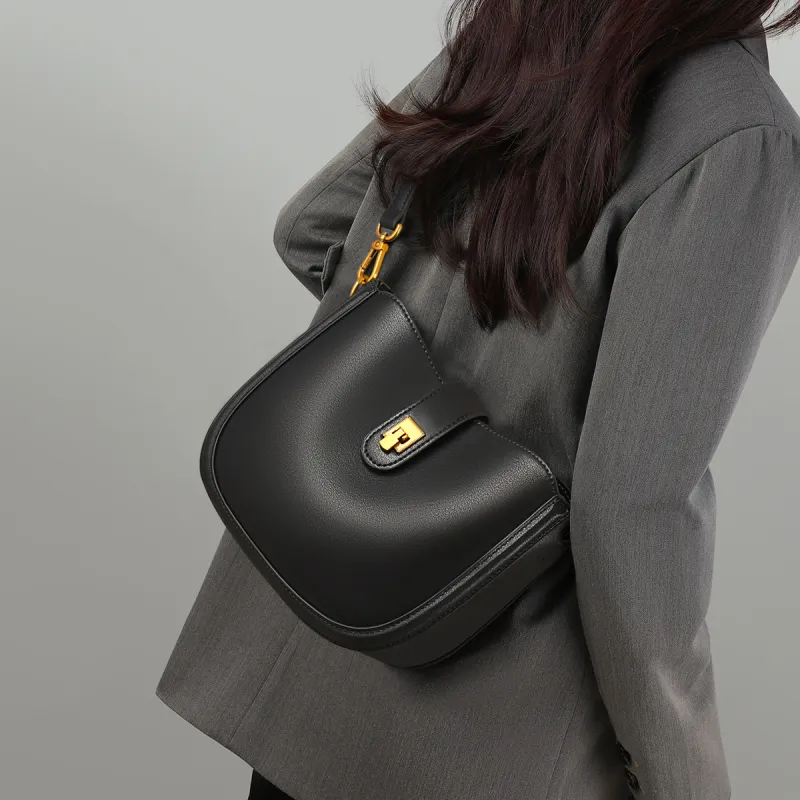 COMELY Cow Leather Shoulder Bag Crossbody Bag Women's Coffee-7