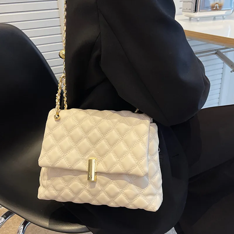 COMELY Cow Leather With Synthetic Leather Small Square Bag, Crossbody Bag, Shoulder Bag Regular Women's Ecru-3