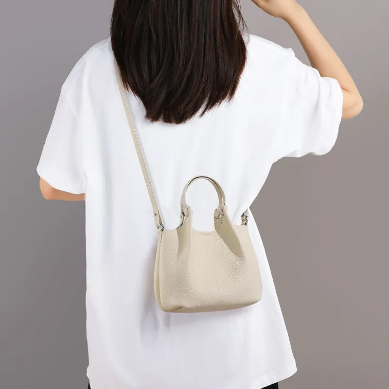 COMELY Cow Leather Patchwork Synthetic Leather Handheld Shoulder Bag Crossbody Bag Mom Bag Regular Women's Ecru-5