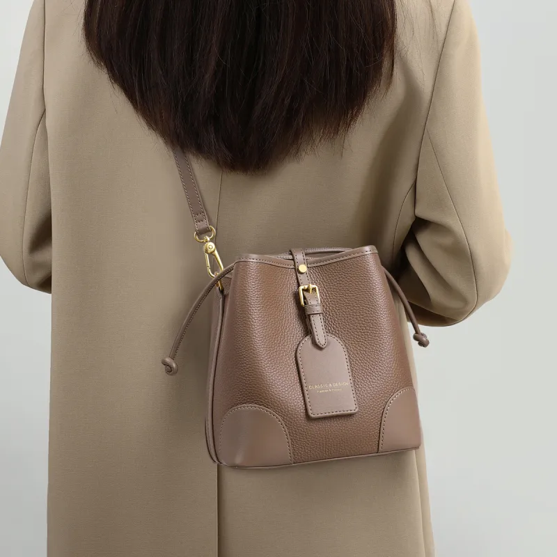 COMELY Cow Leather Patchwork Synthetic Leather Bucket Bags Shoulder Bag Crossbody Bag Regular Women's Lotus Pond Lotus-4