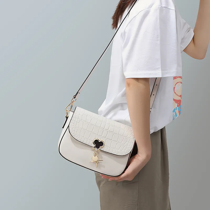 COMELY Cow Leather Shoulder Bag, Crossbody Bag Regular Women's White-2