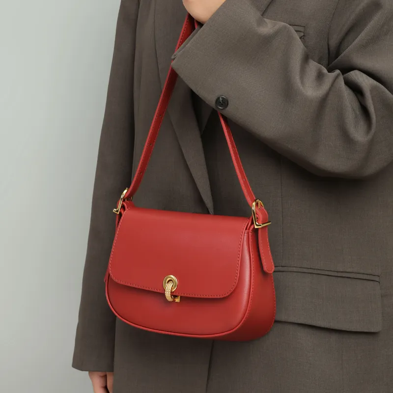 COMELY Cow Leather Patchwork Synthetic Leather Wedding Bag Shoulder Bag Crossbody Bag Small Size Women's Cherry Red-4