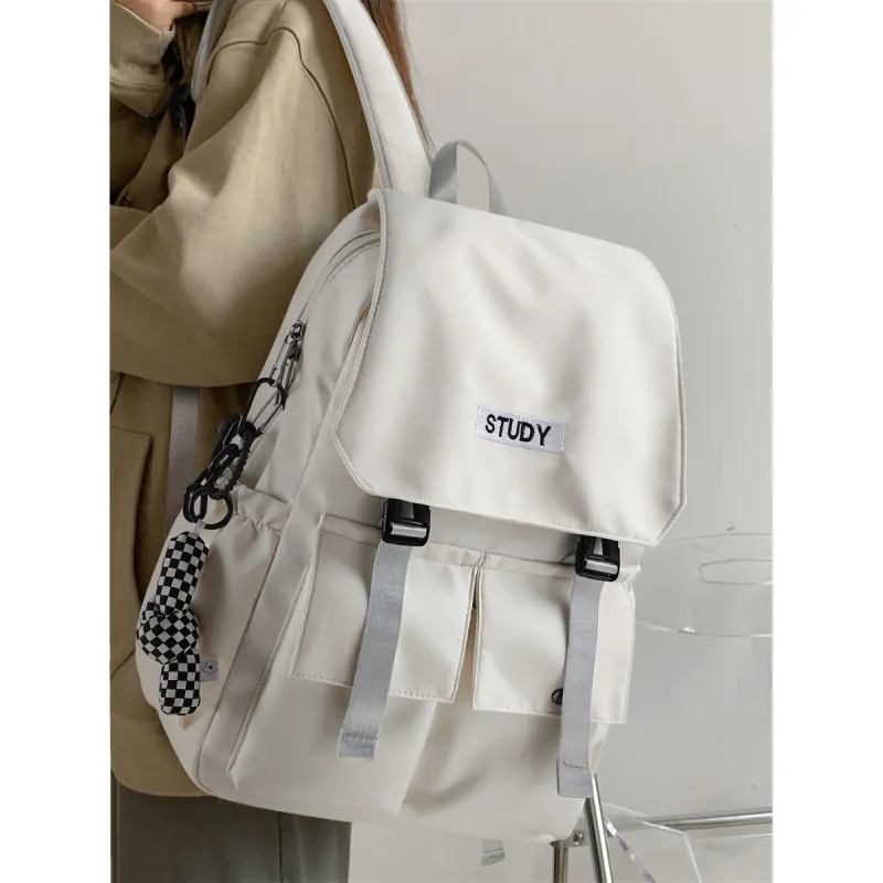 COMELY Fabric Backpack Medium Size Unisex Black-6