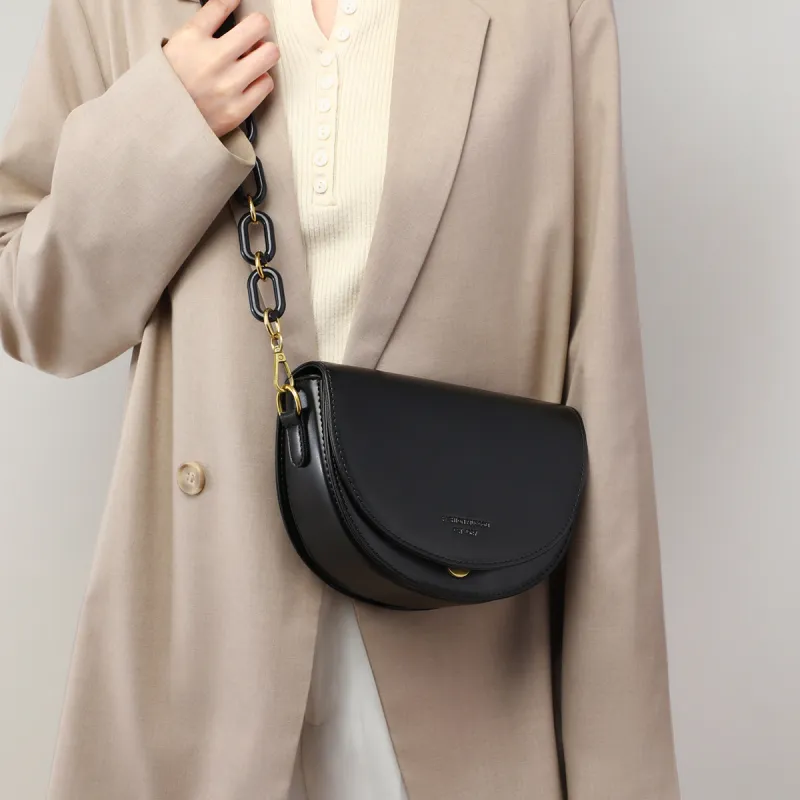 COMELY Cow Leather Patchwork Synthetic Leather Saddle Bag Shoulder Bag Crossbody Bag Regular Women's-5