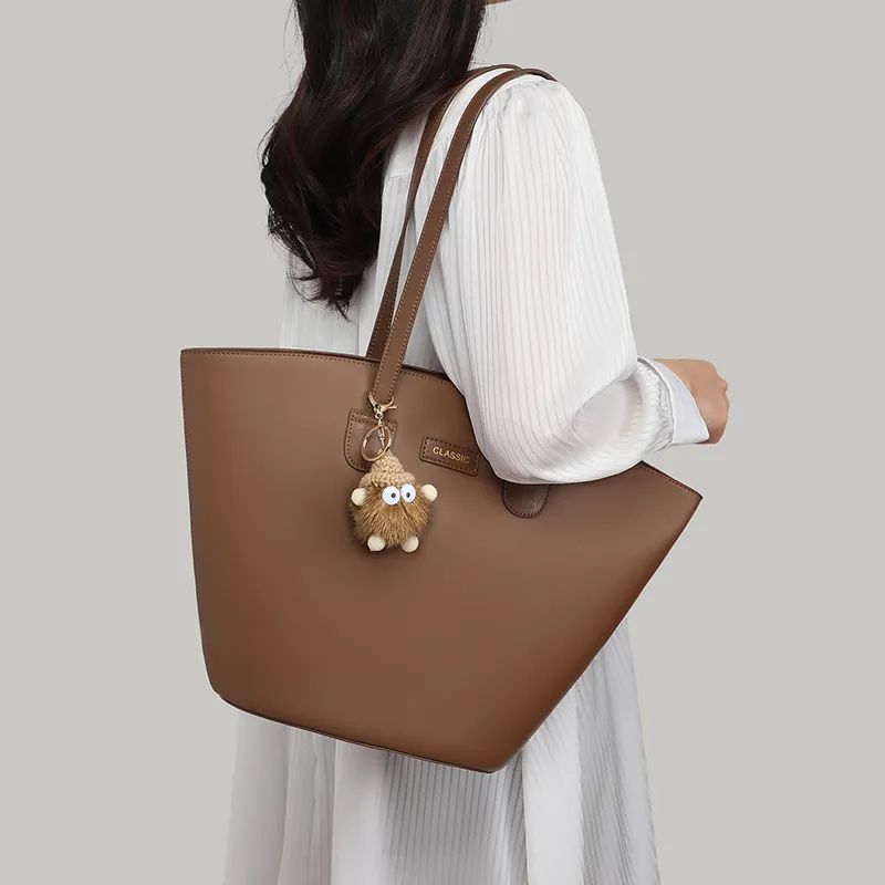 COMELY Cow Leather With Synthetic Leather Shoulder Bag, Tote, Handbag, Shopping Bag Regular Women's Brown-4