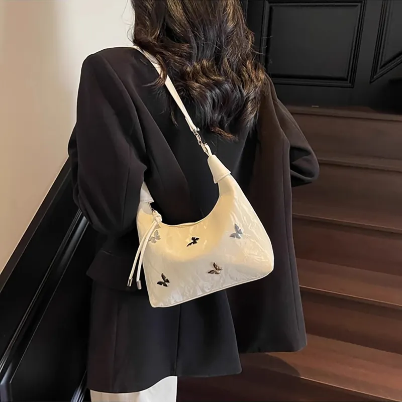 COMELY Synthetic Leather Handheld Shoulder Bag, Crossbody Bag Regular Women's Ecru-3
