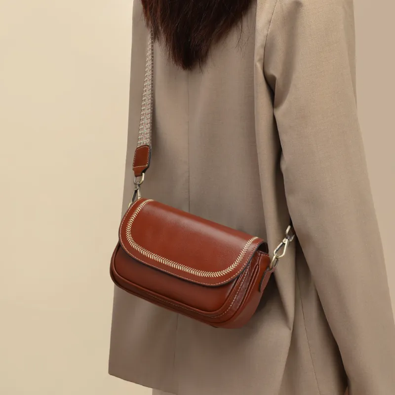 COMELY Cow Leather Patchwork Synthetic Leather Small Square Bag Shoulder Bag Crossbody Bag Shoulder Bag Women's Coffee-4