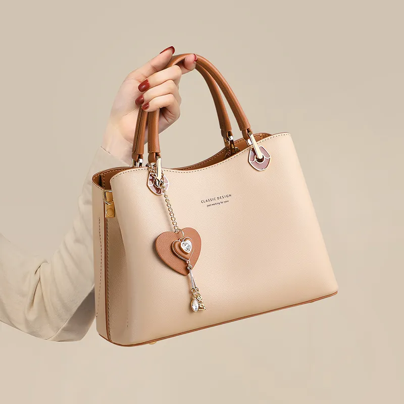 COMELY Cow Leather Shoulder Bag Crossbody Bag Handbags Regular Women's Milk Tea Beige-2