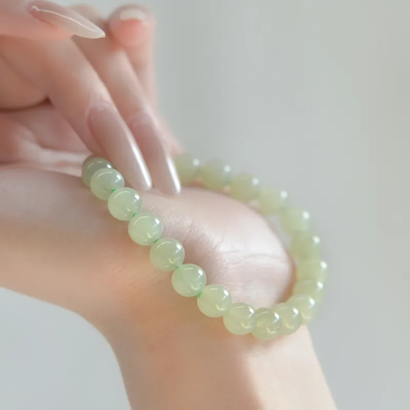 ORTAFFA Hetian Jade Bracelets Pale Greenish White Jade Unisex-15