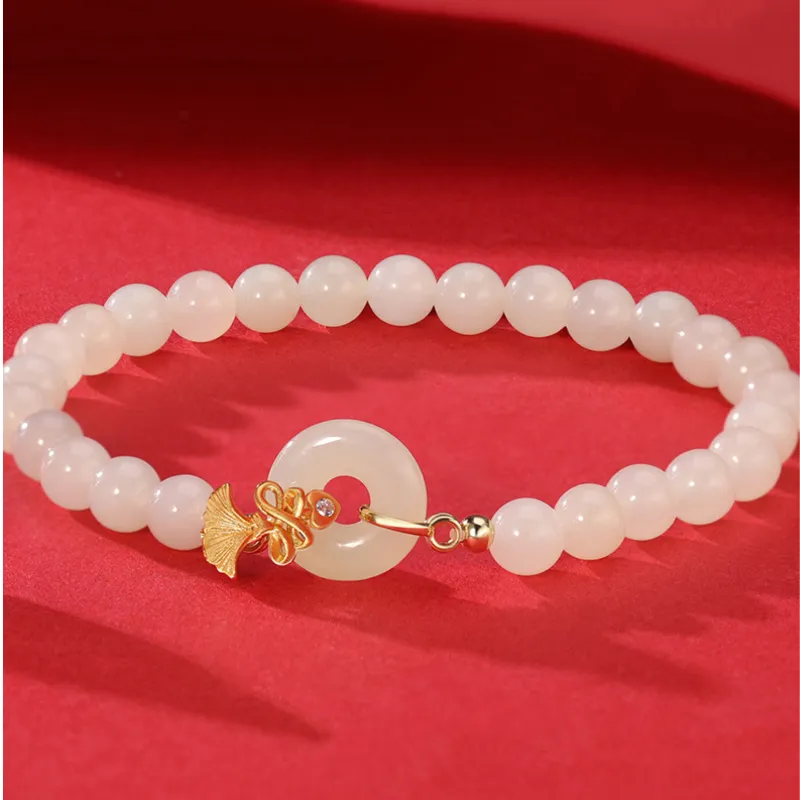ORTAFFA Hetian Jade Bracelets Pale Greenish White Jade Women's-1