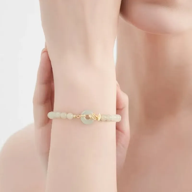 ORTAFFA Hetian Jade Bracelets Pale Greenish White Jade Women's-3