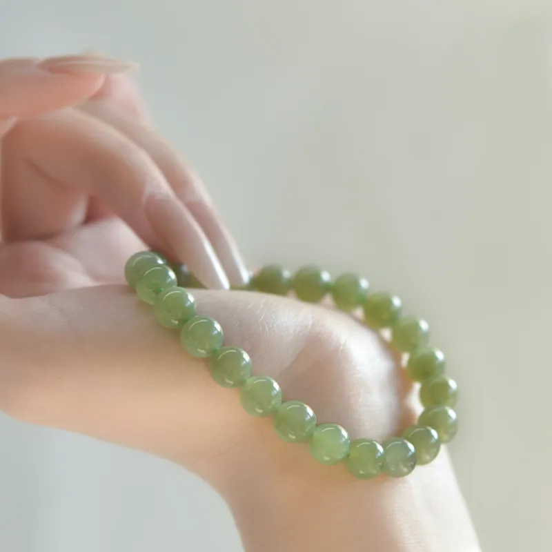 ORTAFFA Hetian Jade Bracelets Pale Greenish White Jade Unisex-6