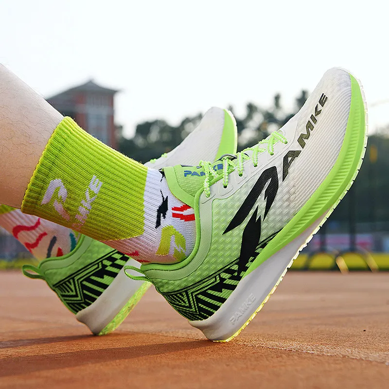 PANKE Anti Slip And Wear Resistant Rebound Low Top Carbon Plate Technology Training Running Shoes Unisex White Green-7