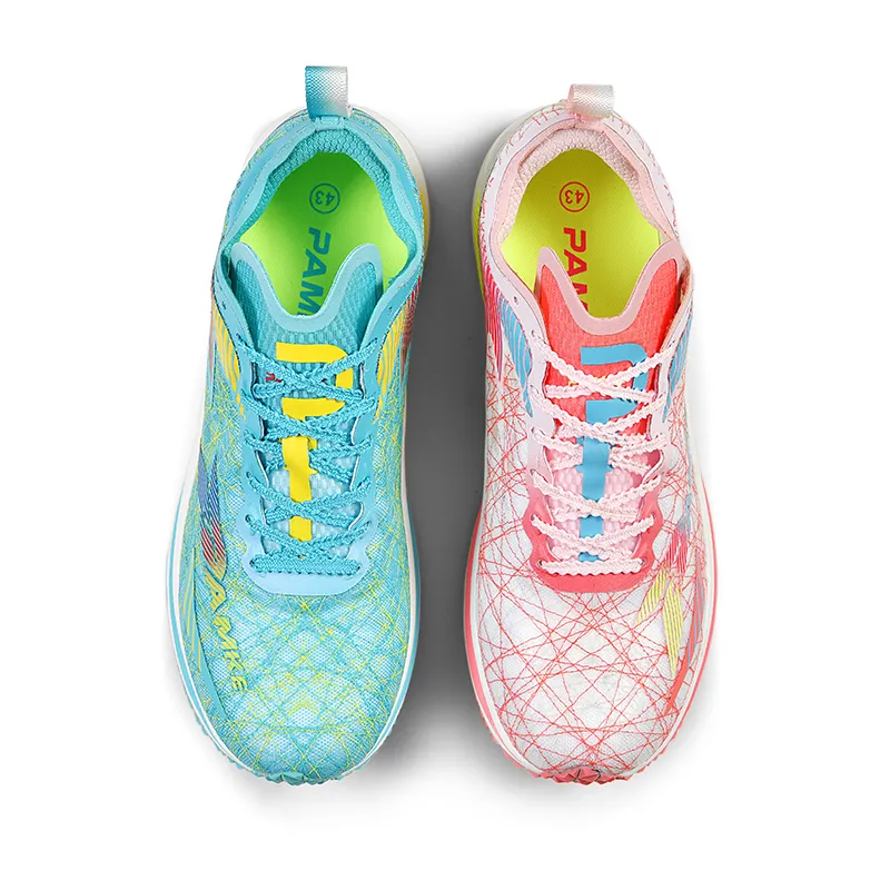 PANKE Running Shoes Unisex Low Top Mismatched Peacock Blue+Cherry Blossom Pink-3