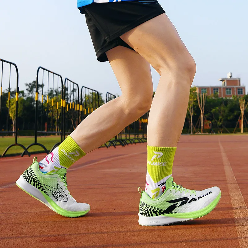 PANKE Anti Slip And Wear Resistant Rebound Low Top Carbon Plate Technology Training Running Shoes Unisex White Green-6