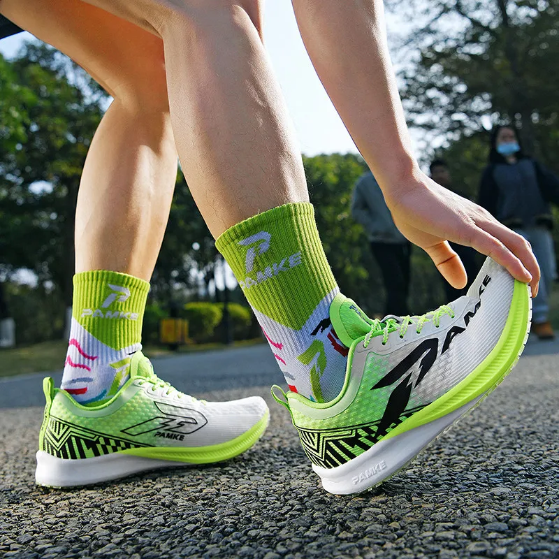 PANKE Anti Slip And Wear Resistant Rebound Low Top Carbon Plate Technology Training Running Shoes Unisex White Green-10