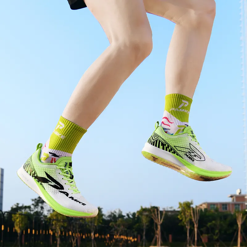 PANKE Anti Slip And Wear Resistant Rebound Low Top Carbon Plate Technology Training Running Shoes Unisex White Green-9