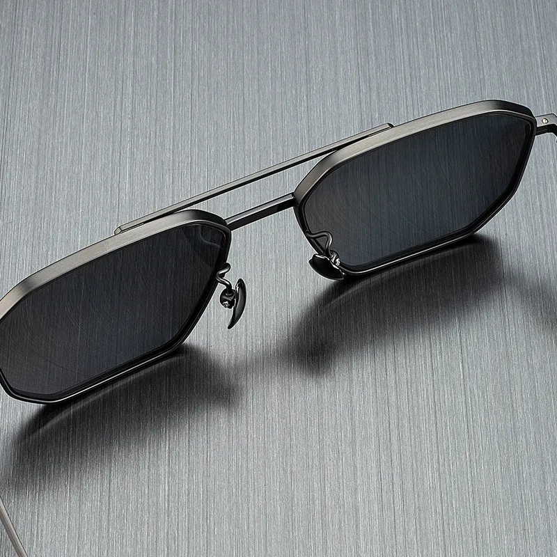 MORTON MUNCH Titanium Irregular Shape Sunglasses Men's-6
