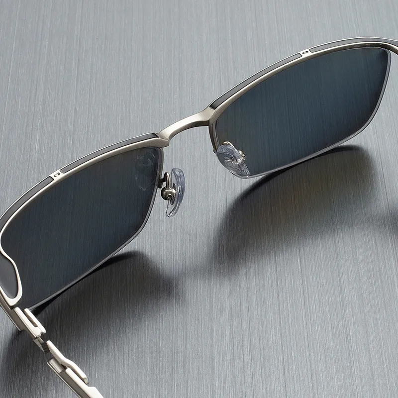 MORTON MUNCH Titanium Irregular Shape Sunglasses Men-7