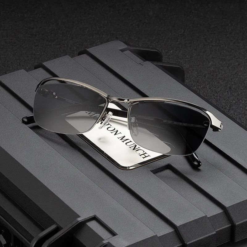 MORTON MUNCH Titanium Alloy Irregular Shape Sunglasses Men's-4