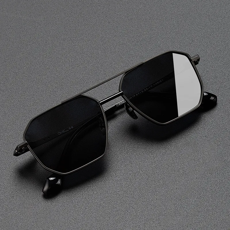 MORTON MUNCH Titanium Irregular Shape Sunglasses Men's-4