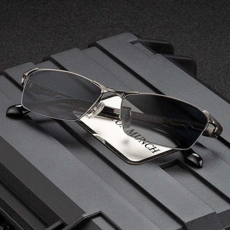 MORTON MUNCH Titanium Irregular Shape Sunglasses Men-4