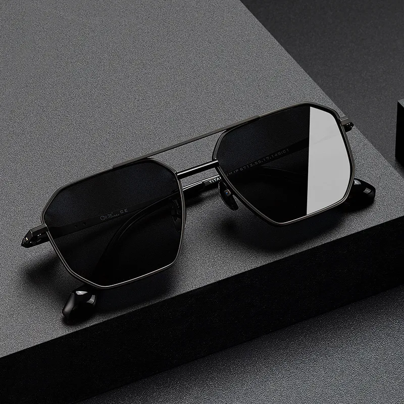 MORTON MUNCH Titanium Irregular Shape Sunglasses Men's-3