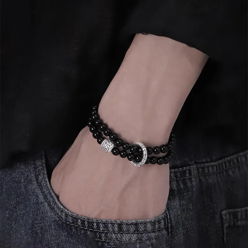 Kevni Natural Obsidian Bracelets Unisex-4