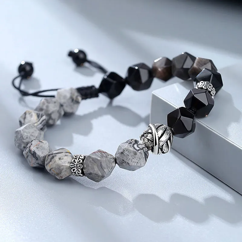 Kevni Natural Obsidian Jade Bracelets Unisex-3