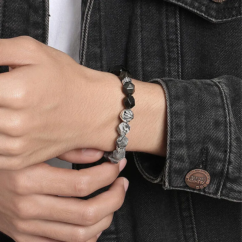 Kevni Natural Obsidian Jade Bracelets Unisex-5