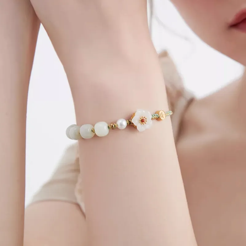 Kevni Bracelets Pale Greenish White Jade Women's-5