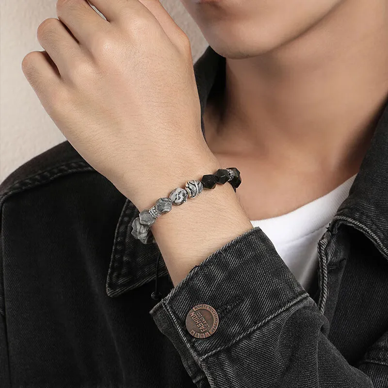 Kevni Natural Obsidian Jade Bracelets Unisex-4