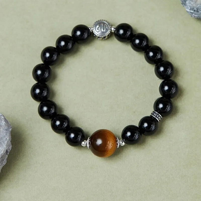 Kevni Natural Obsidian Bracelets Unisex-1