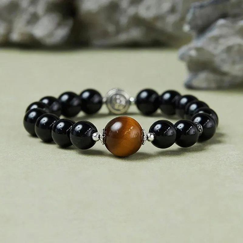 Kevni Natural Obsidian Bracelets Unisex-2
