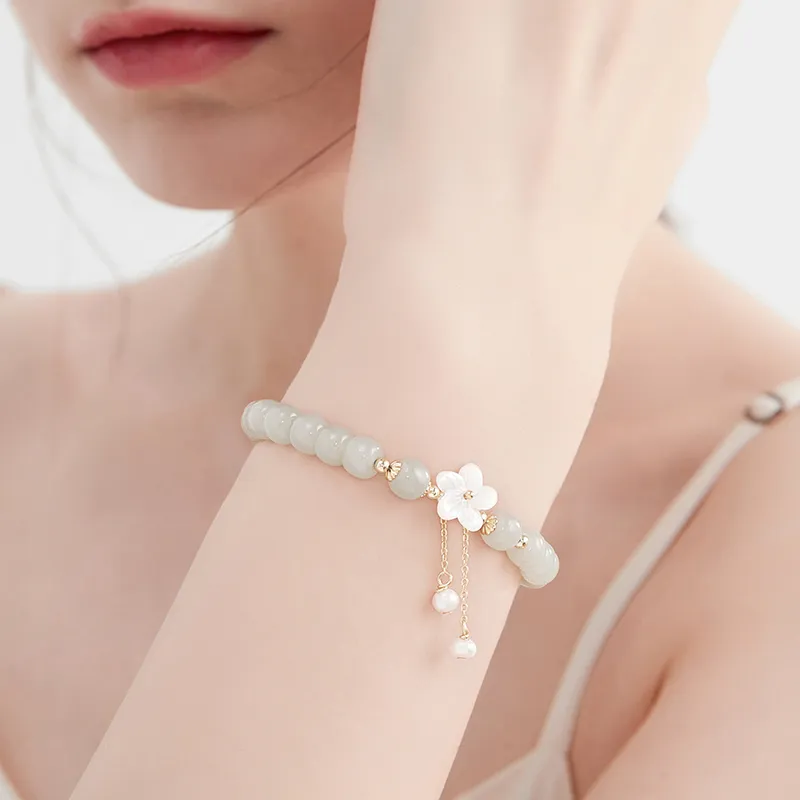 Kevni Bracelets Pale Greenish White Jade Women's-6