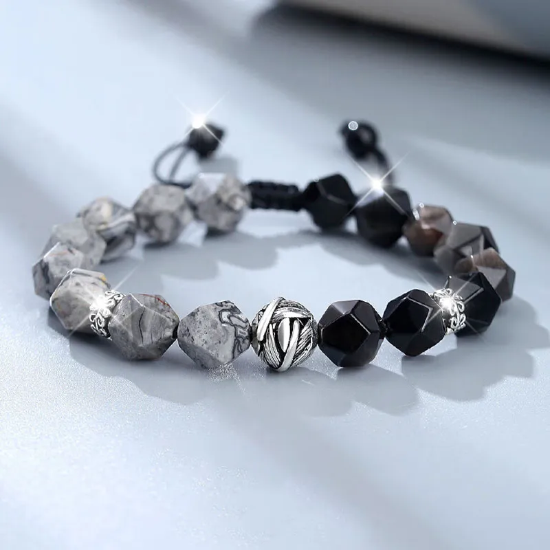 Kevni Natural Obsidian Jade Bracelets Unisex-1