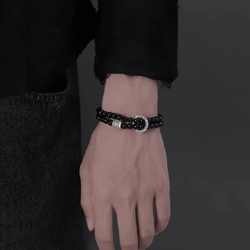 Kevni Natural Obsidian Bracelets Unisex-2